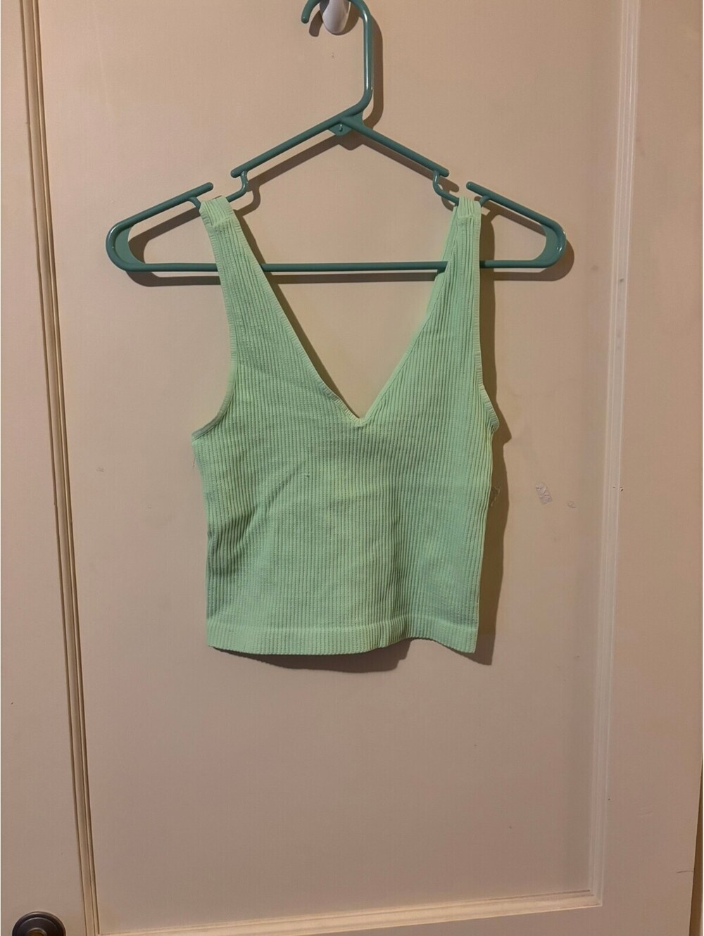 Nikibiki mint ribbed V-neck crop top